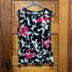 Jones Studio Separates size large black, pink and white leaf pattern